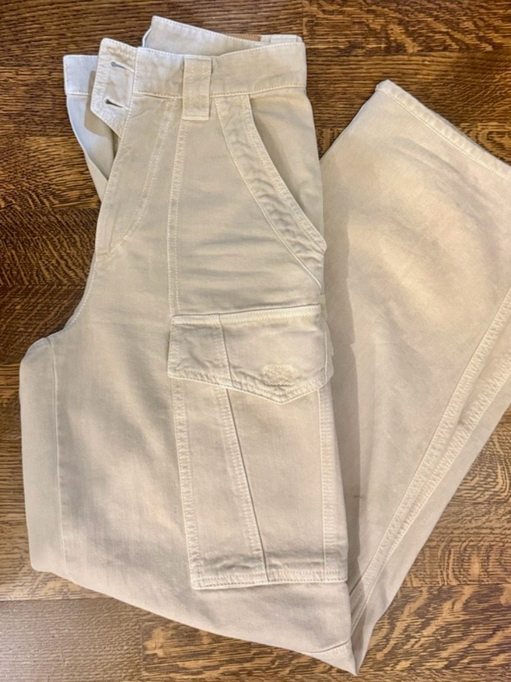 ISABEL MARANT HEILANI ECRU Straight Leg Pants Size 34IT High Rise Utility